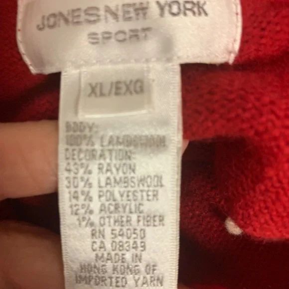 Jones New York Sweater Lambswool Appliquéd Winter 90s Snowflakes Womens SZ XL - Picture 6 of 11
